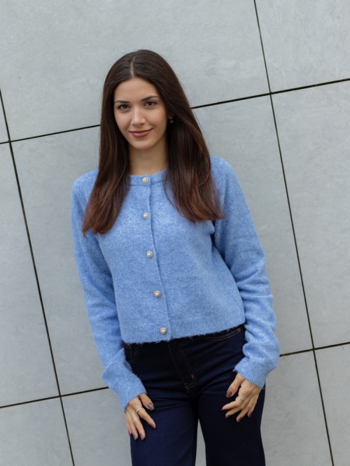 Πλεκτή ζακέτα με πέρλα κουμπιά