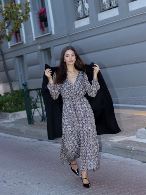 Φόρεμα μάξι κρουαζέ πλισέ