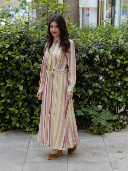 Φόρεμα σατέν μακρύ με ρίγες