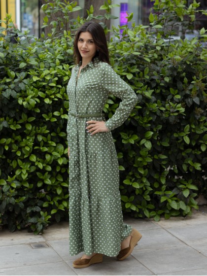 Φόρεμα μακρύ σεμιζιέ πουά