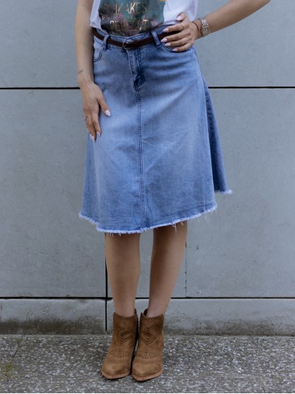 Φούστα τζιν με ξέφτια