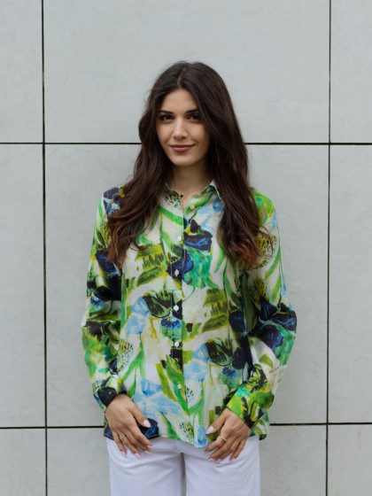 Πουκάμισο βουάλ εμπριμέ