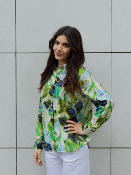 Πουκάμισο βουάλ εμπριμέ