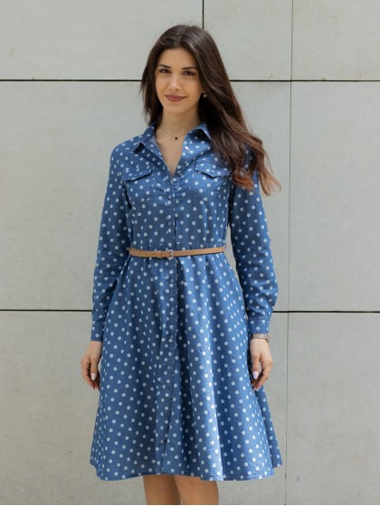 Φόρεμα τζιν πουά