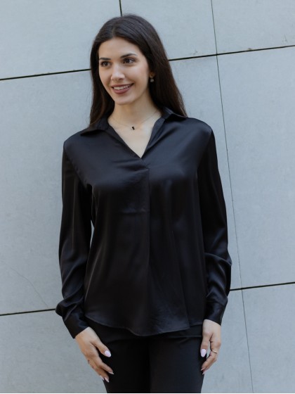 Μπλούζα σατέν με γιακά