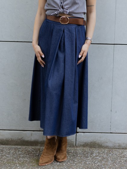 Φούστα τζιν μακρυά με ζώνη