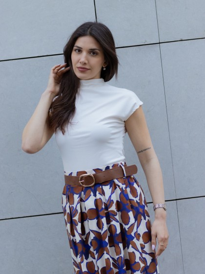 Φούστα εμπριμέ μακρυά με ζώνη